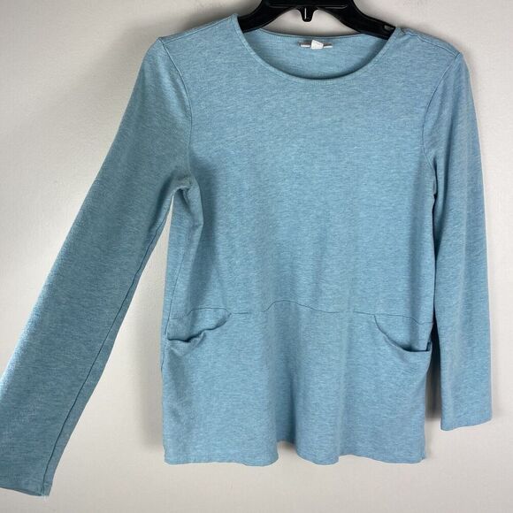 Pure Jill  Pullover Sweat Top Sz XS Blue Pockets Cotton Yoga Gym Running - Picture 2 of 6